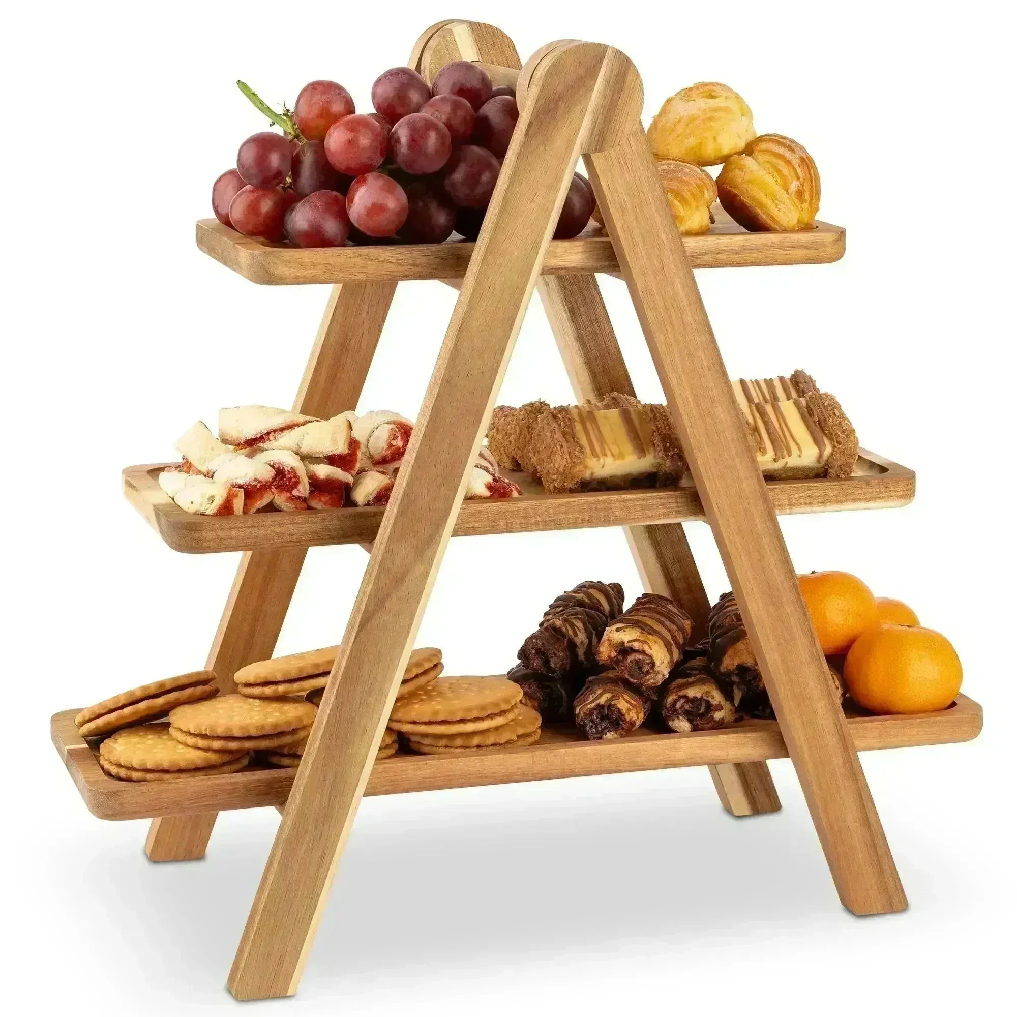 Acacia Wood 3 Tier Serving Tray - Image 3