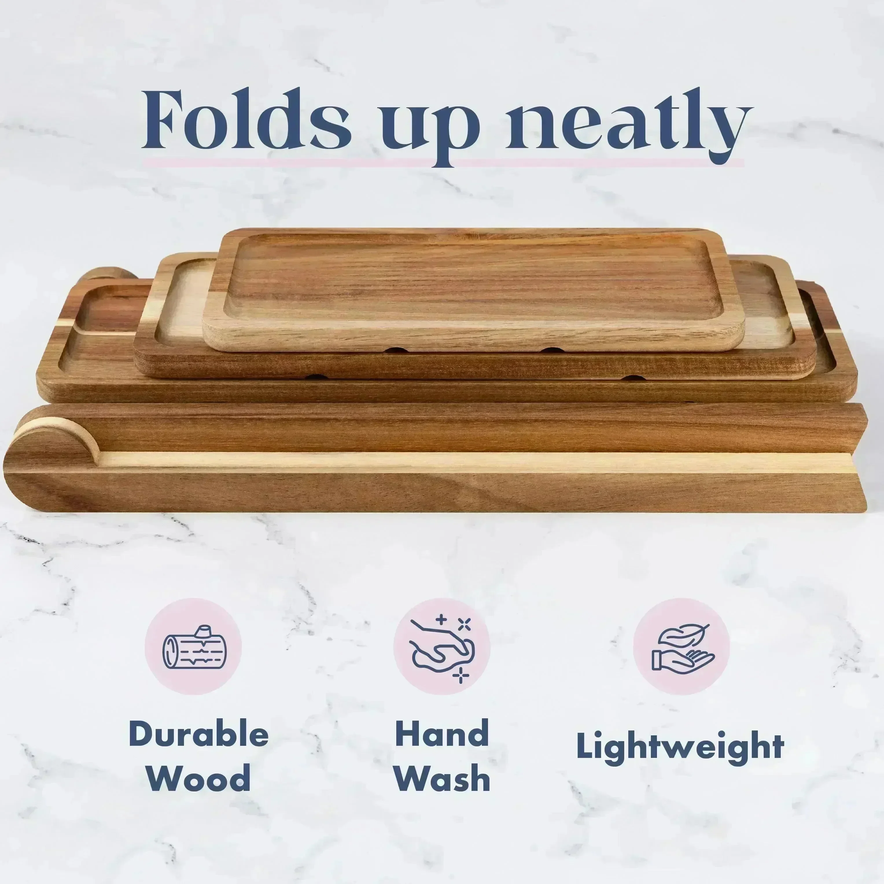 Acacia Wood 3 Tier Serving Tray - Image 4