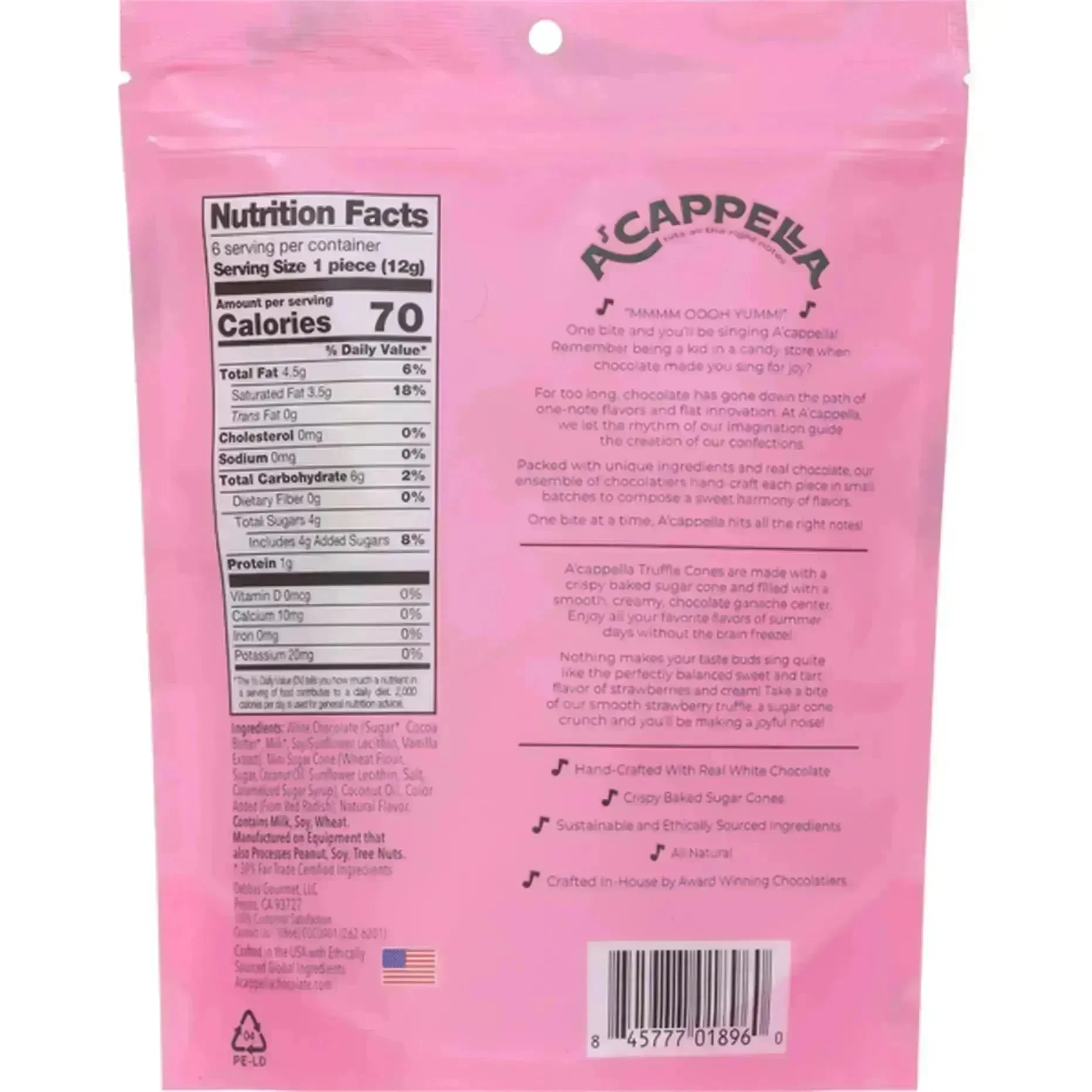 A'cappella Strawberry Truffle Cones: 6-Pack - Image 2