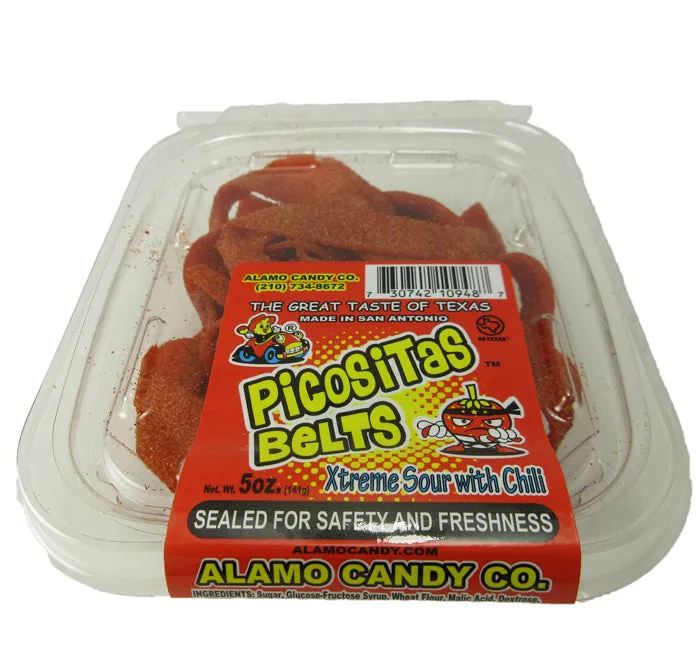 Alamo Candy Picositas Belts - Xtreme Sour with Chili: 24-Piece Case