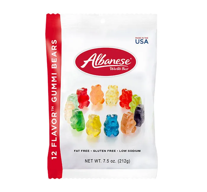Albanese 12 Flavors Gummy Bears Peg Bags: 12-Piece Box