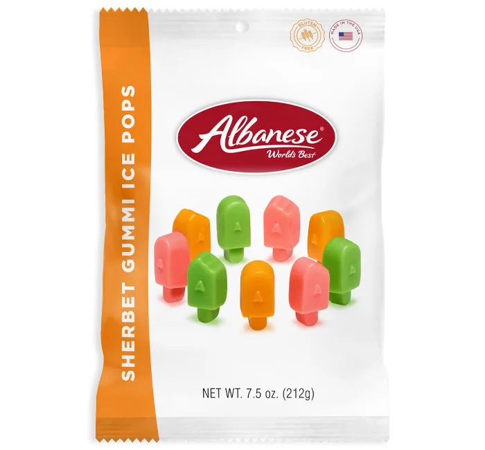Albanese Sherbet Gummy Ice Pops Peg Bags: 12-Piece Case