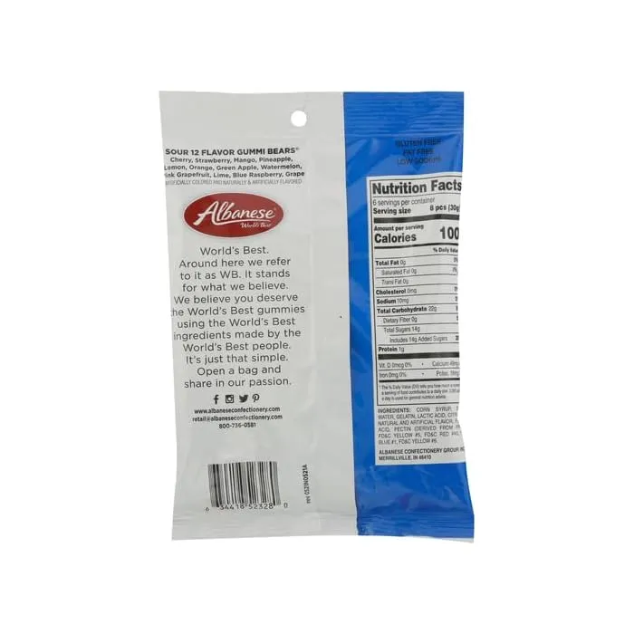 Albanese Sour 12 Flavor Gummy Bears Peg Bags: 12-Piece Box - Image 2