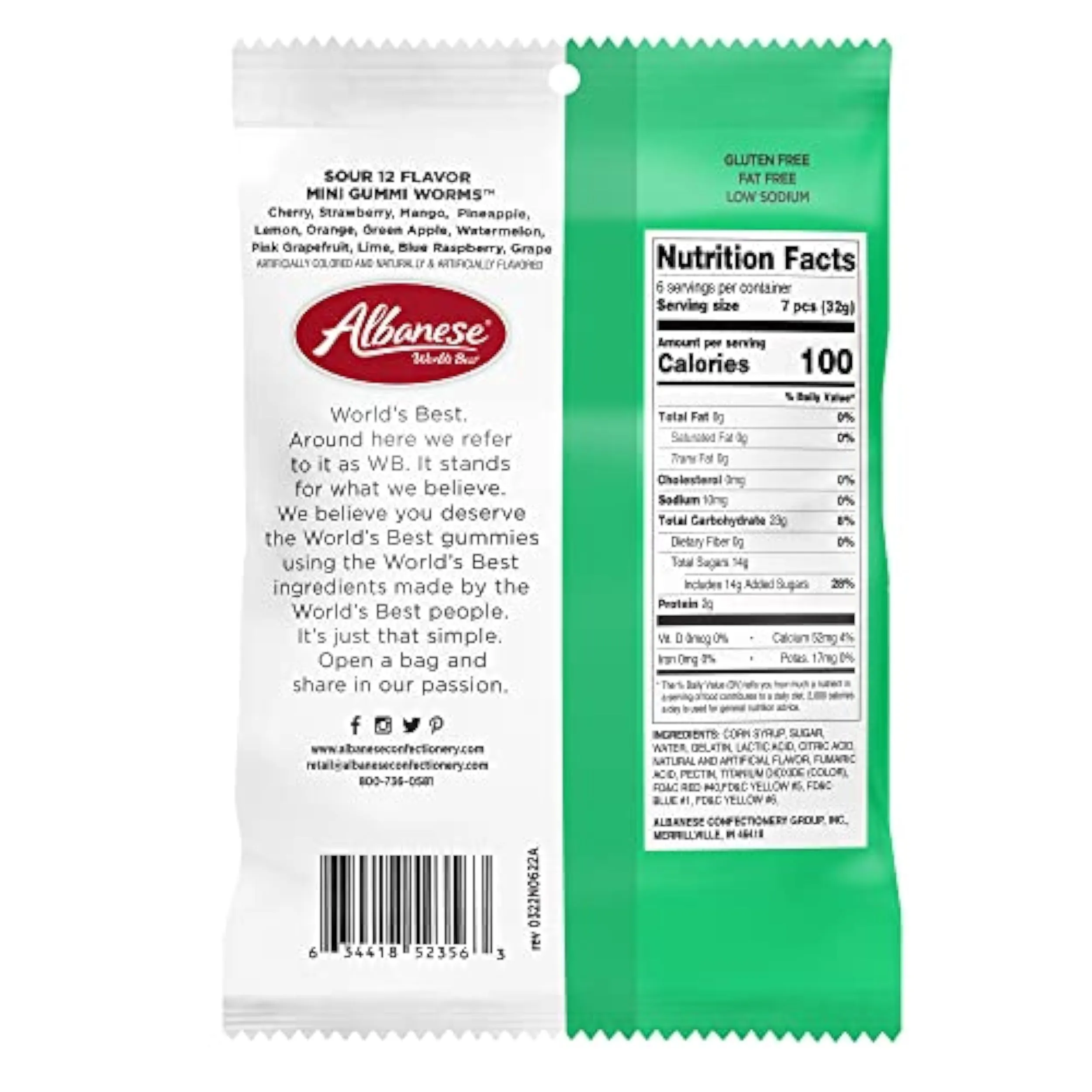 Albanese Sour 12 Flavor Mini Gummi Worms Peg Bags: 12-Piece Box - Image 5