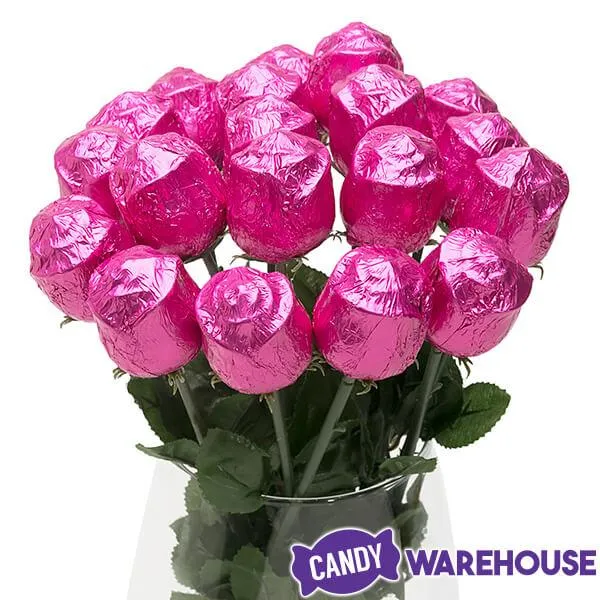 Albert's Foiled Milk Chocolate Roses - Hot Pink: 20-Piece Bouquet - Image 2