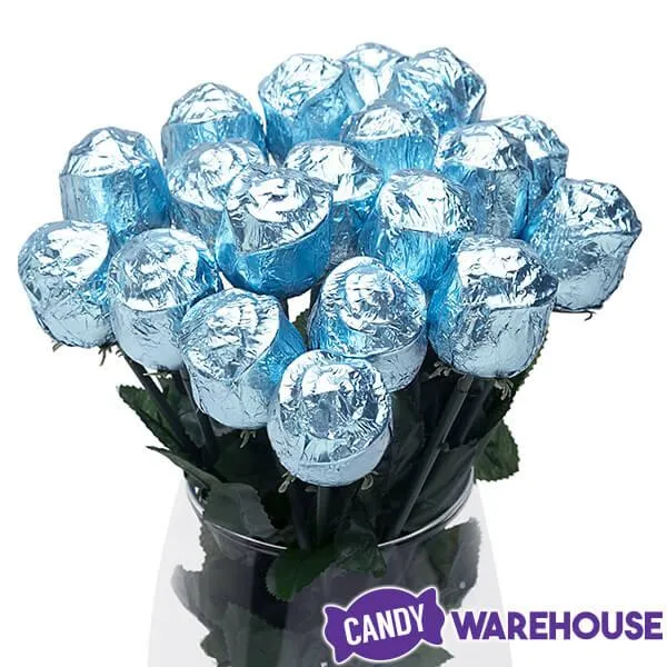 Albert's Foiled Milk Chocolate Roses - Light Blue: 20-Piece Bouquet - Image 2