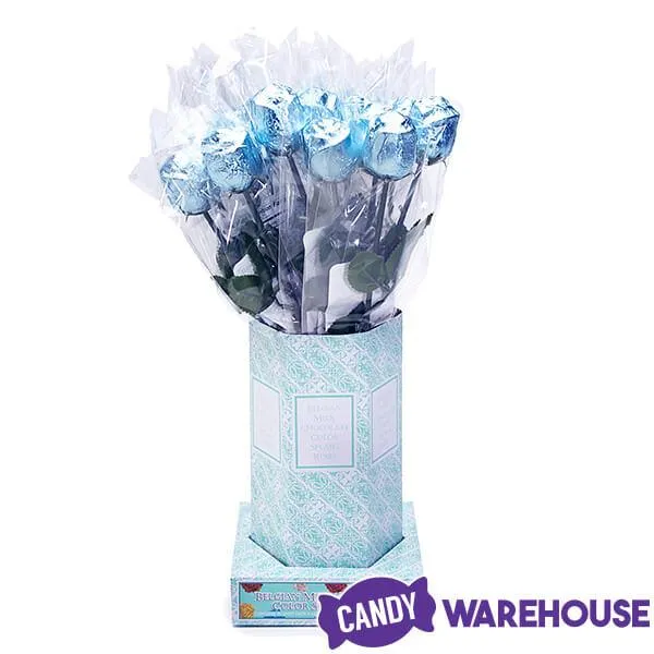 Albert's Foiled Milk Chocolate Roses - Light Blue: 20-Piece Bouquet - Image 4