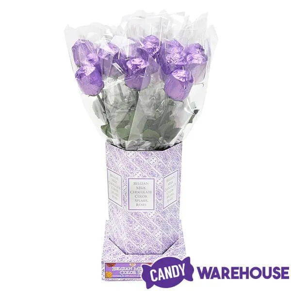 Albert's Foiled Milk Chocolate Roses - Purple: 20-Piece Bouquet - Image 3