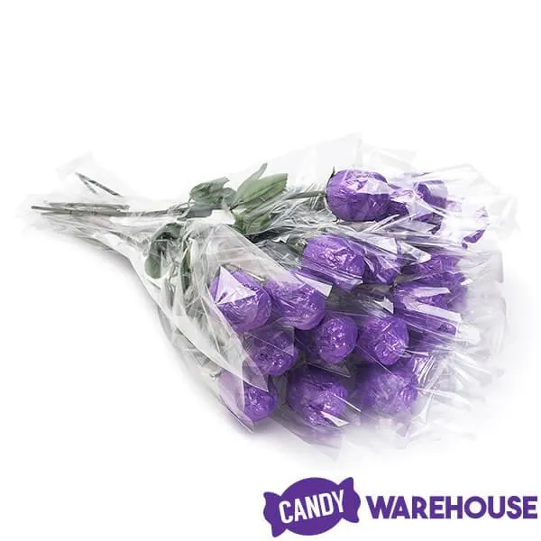 Albert's Foiled Milk Chocolate Roses - Purple: 20-Piece Bouquet - Image 4