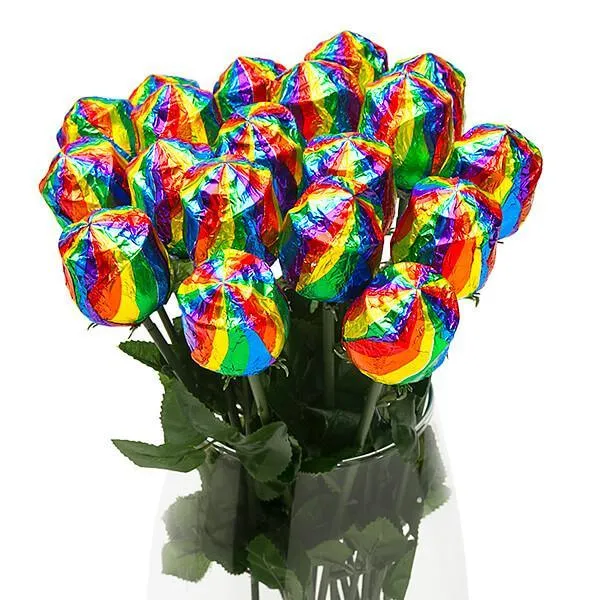 Albert's Foiled Milk Chocolate Roses - Rainbow: 20-Piece Bouquet - Image 2
