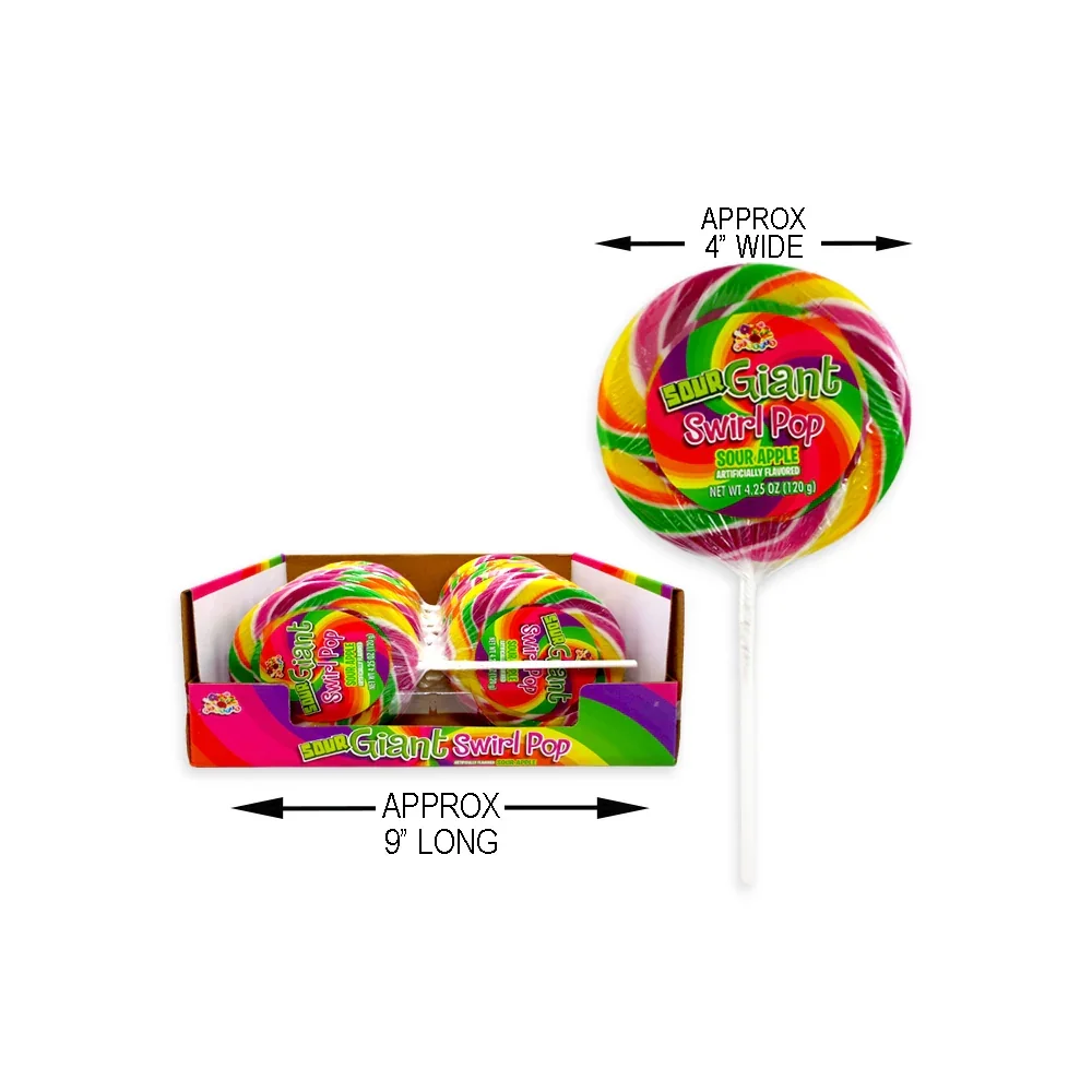 Albert's Giant Swirl Pop - Sour Apple: 12-Piece Case - Image 2