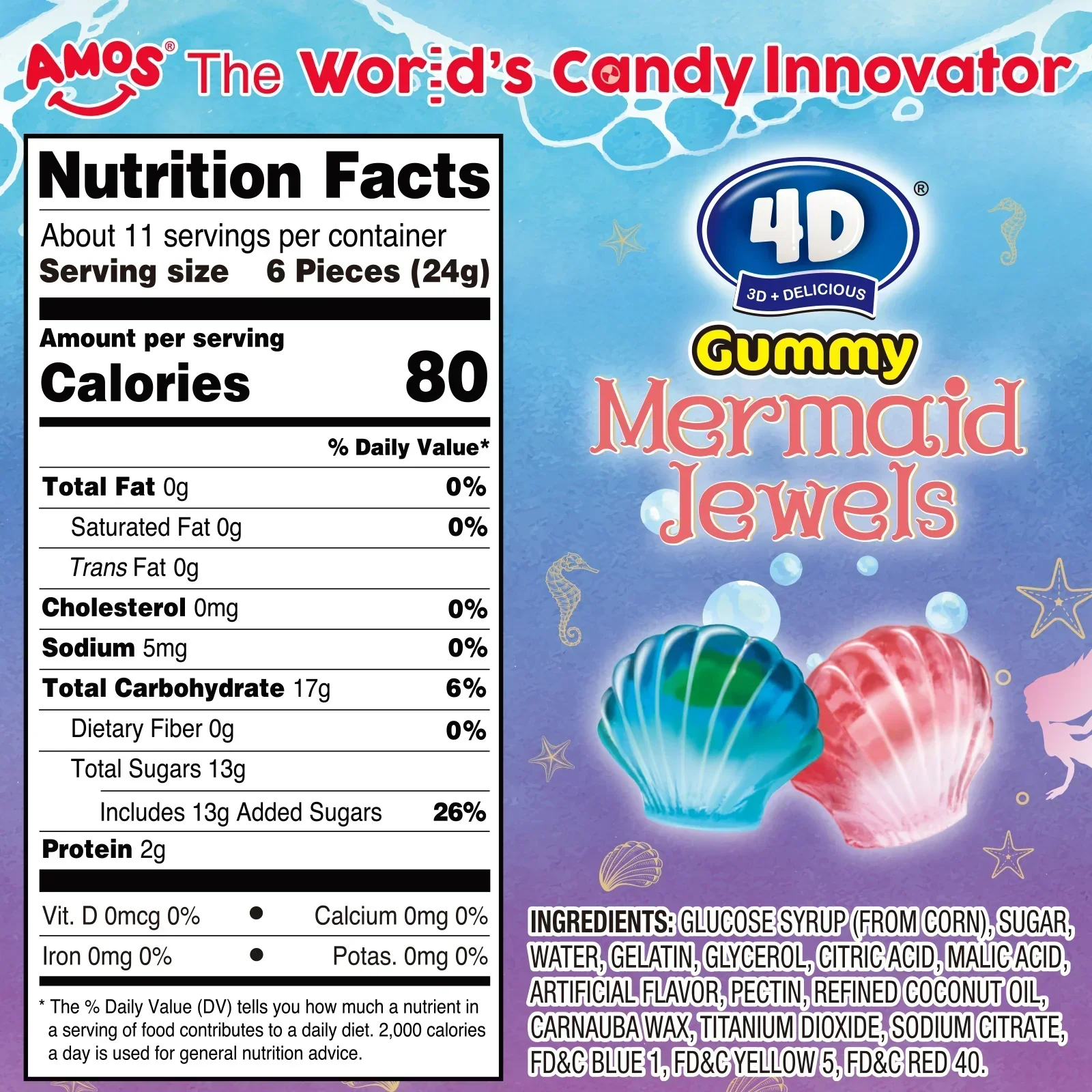 Amos 4D Gummy Mermaid Jewels Peg Bag: 12-Piece Case - Image 2