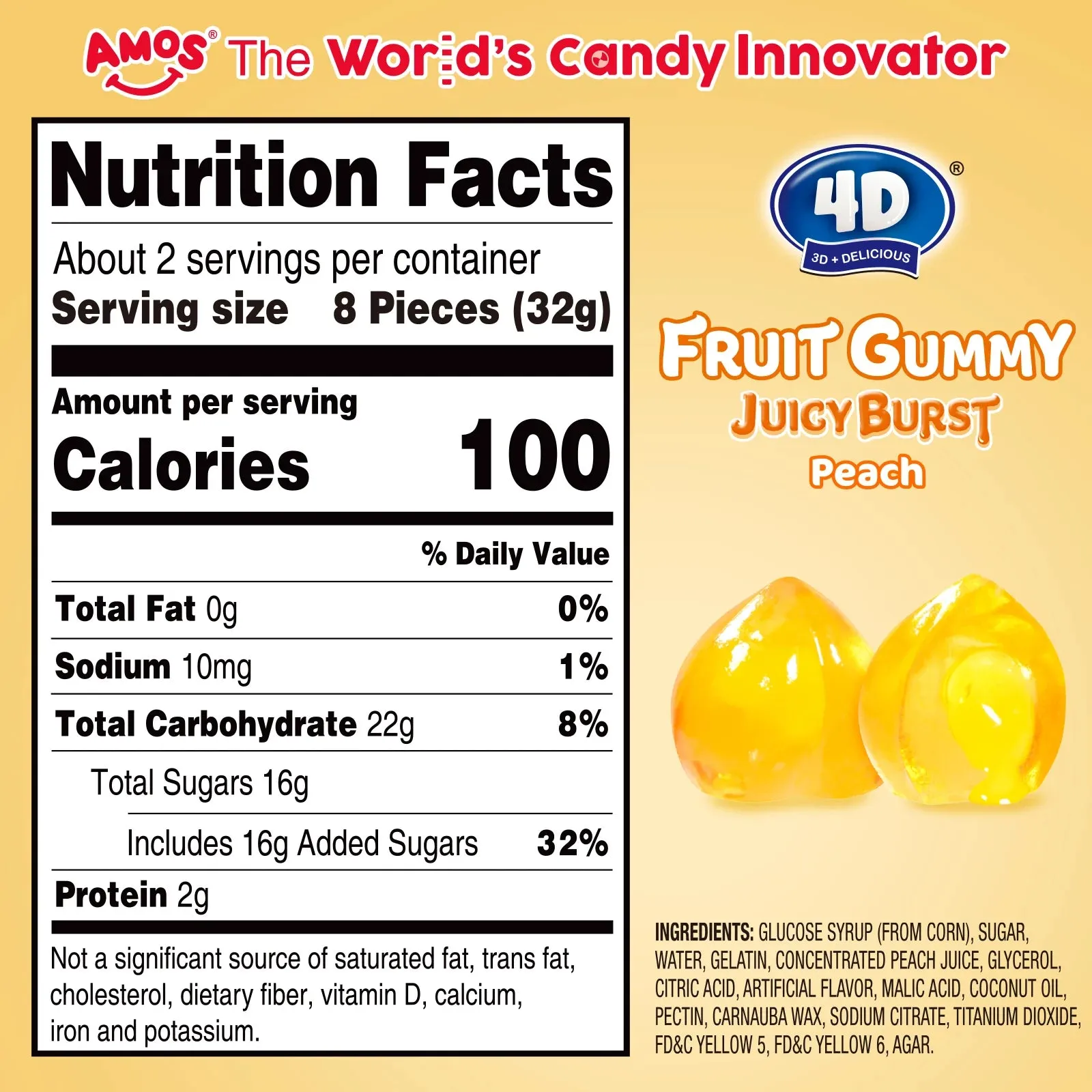 Amos 4D Gummy Peach Burst: 12-Piece Case - Image 3