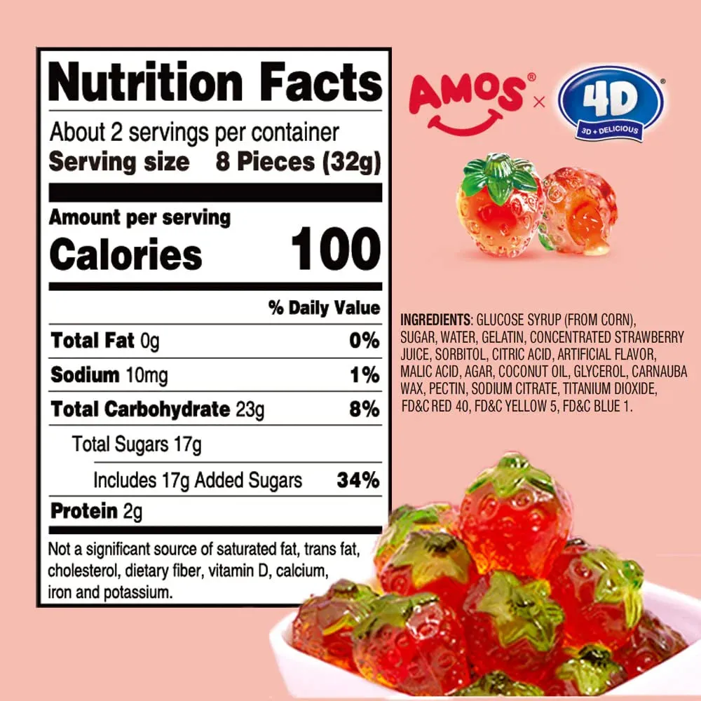 Amos 4D Strawberry Gummies Burst: 12-Piece Case - Image 3