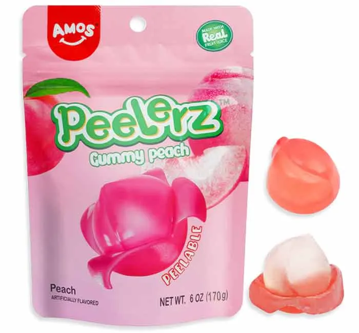 Amos Peelerz Peelable Gummy Peach: 12-Piece Case