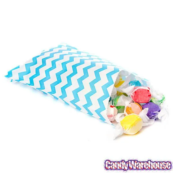 Aqua Blue Chevron Stripe Candy Bags: 25-Piece Pack - Image 4