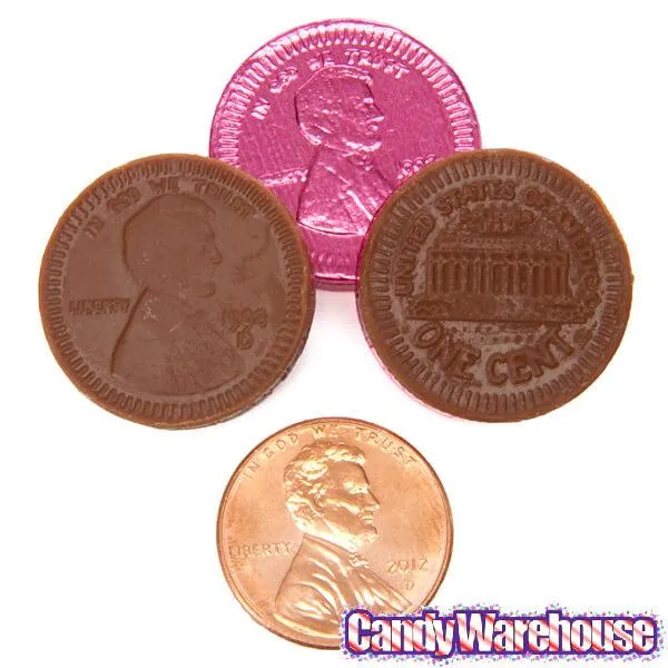 Assorted Colors Foiled Milk Chocolate Coins in Mesh Bags: 20-Piece Box - Image 2