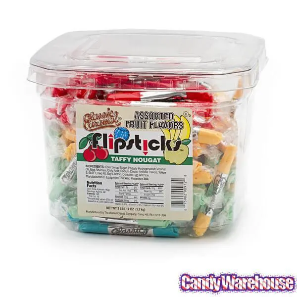 Flipsticks Nougat Taffy Candy - Assorted Flavors: 185-Piece Tub - Image 2