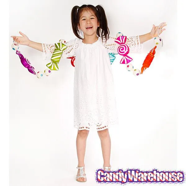 Assorted Swirl Jewel Candy Ornaments 6-Foot Garland - Image 2