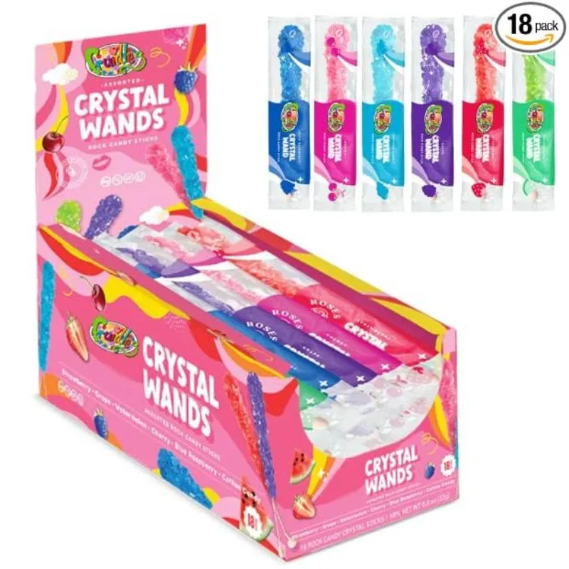 Assorted Wrapped Crystal Rock Candy Sticks: 18-Piece Box - Image 3