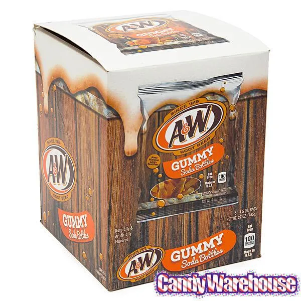 Gummy Soda Bottles Candy Bags - A&W Root Beer: 6-Piece Display - Image 6