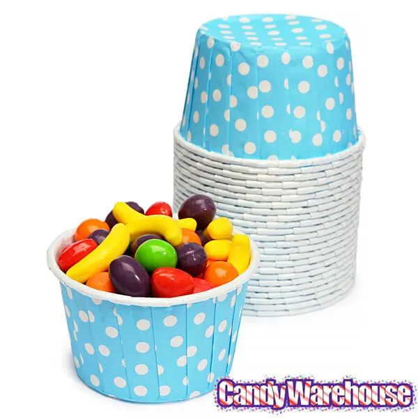 Paper 4-Ounce Candy Cups - Baby Blue Polka Dots: 25-Piece Pack - Image 3