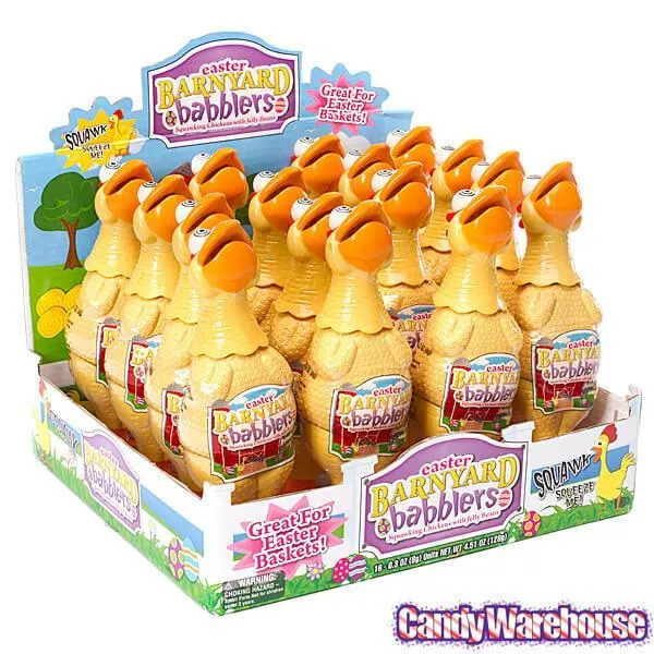 Barnyard Babblers - Squawking Chickens with Jelly Beans: 16-Piece Display - Image 3
