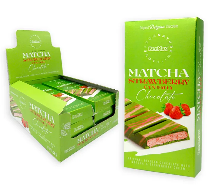 BeeMax Belgian Chocolate Bar - Matcha Strawberry Cream: 6-Piece Display