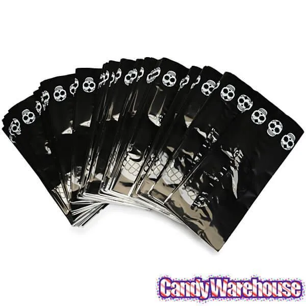 Black Cello Candy Bags with Day of the Dead Skulls: 100-Piece Box - Image 3