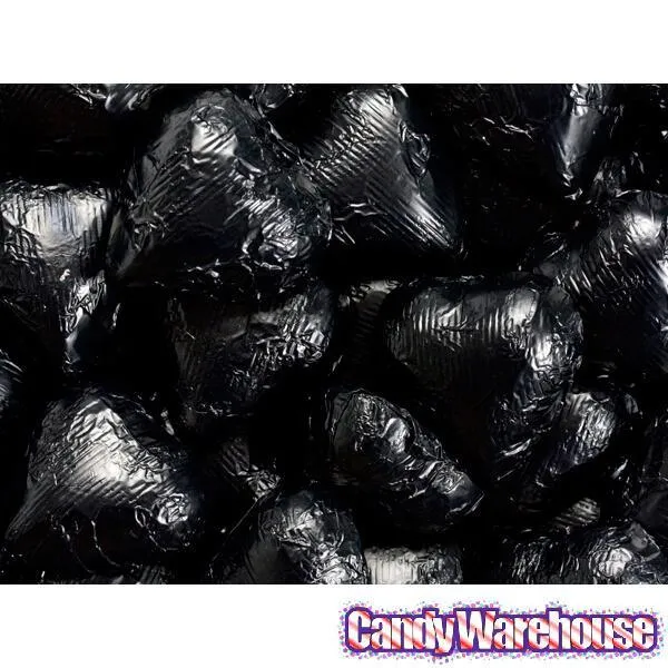 Foiled Milk Chocolate Hearts - Black: 2LB Bag - Image 2