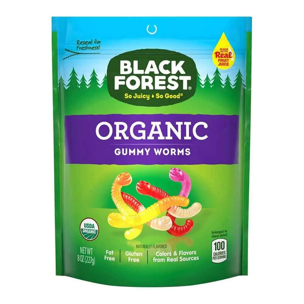 Black Forest Organic Gummy Worms Candy: 8-Ounce Bag - Image 3