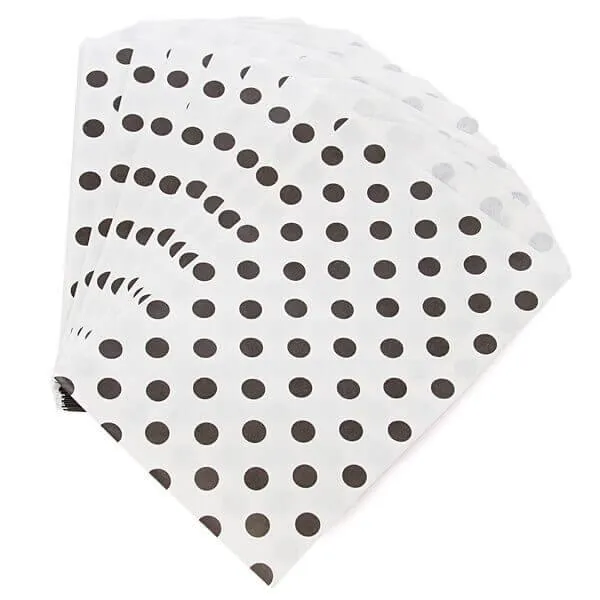 Black Polka Dot Candy Bags: 25-Piece Pack