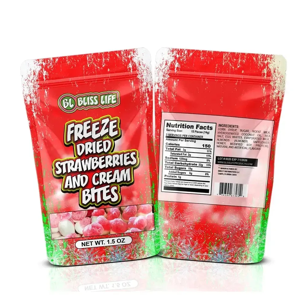 Bliss Life Freeze Dried Strawberries and Cream Candy Bags: 12-Piece Case - Image 2
