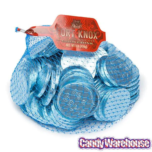 Blue Foiled Baby Boy Milk Chocolate Coins: 1LB Bag - Image 3