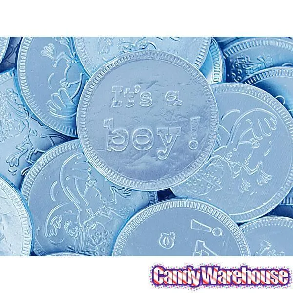 Blue Foiled Baby Boy Milk Chocolate Coins: 1LB Bag - Image 4