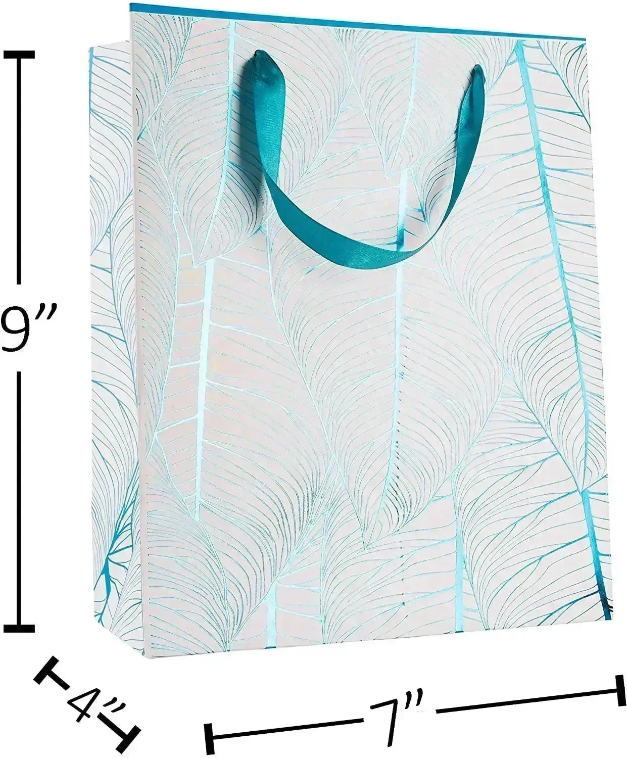 Blue Gift Bags Leaf design 12 Pack 12.5"X10.25"X4.75" - Image 2