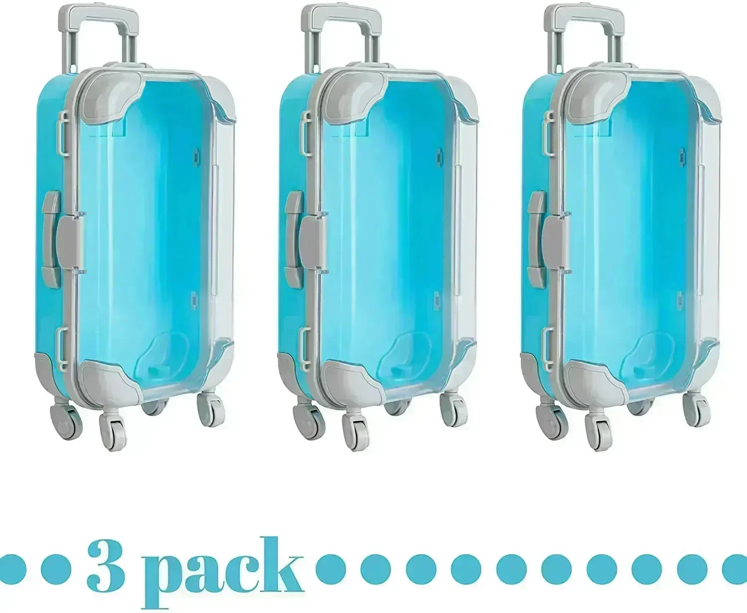 Blue Plastic Suitcase Candy Box 3 Pack 7.5"x5"x2.5" - Image 4
