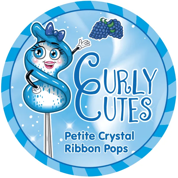 CurlyCutes Petite Crystal Ribbon Pops - Blue Raspberry: 20-Piece Jar - Image 3