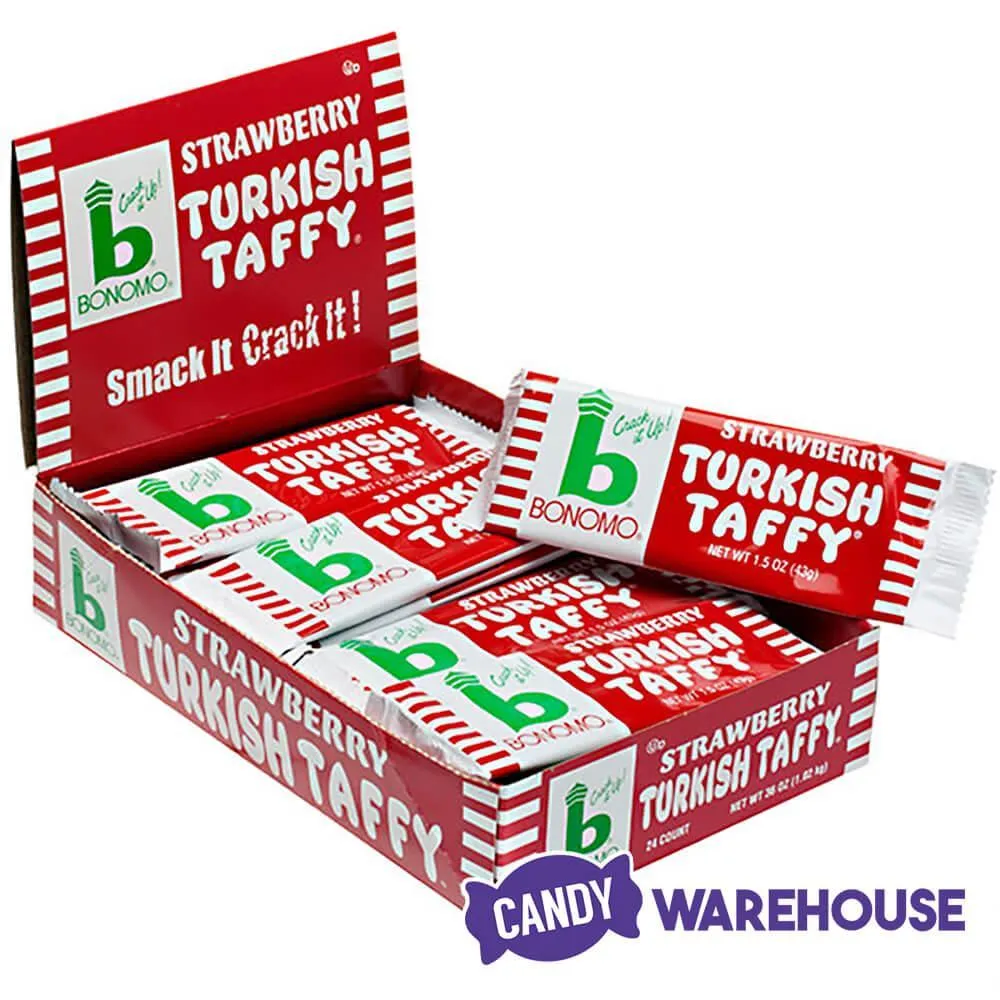 Bonomo Turkish Taffy Candy Bars - Strawberry: 24-Piece Box - Image 2