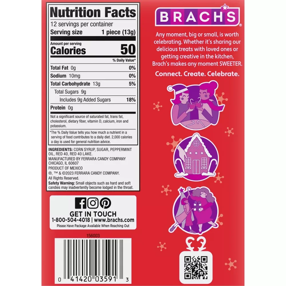 Brach's Red and White Peppermint Candy Canes: 12-Piece Box - Image 3