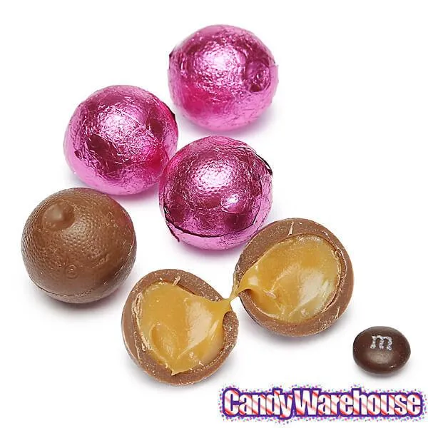 Palmer Foiled Caramel Filled Chocolate Candy Balls - Hot Pink: 5LB Bag - Image 3