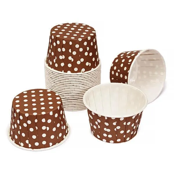 Paper 4-Ounce Candy Cups - Brown Polka Dots: 25-Piece Pack - Image 2