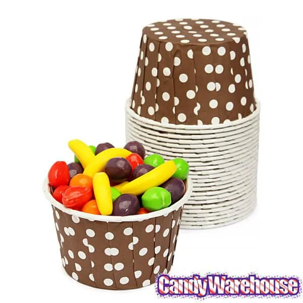 Paper 4-Ounce Candy Cups - Brown Polka Dots: 25-Piece Pack - Image 3