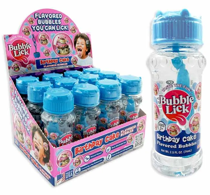 Bubble Lick Flavored Bubbles - Birthday Cake: 24-Piece Case