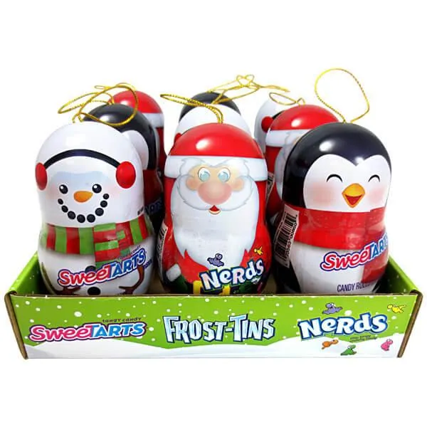 Bee International Candy Tin Christmas Ornaments - Santa, Snowman and Penguin: 12-Piece Box - Image 3