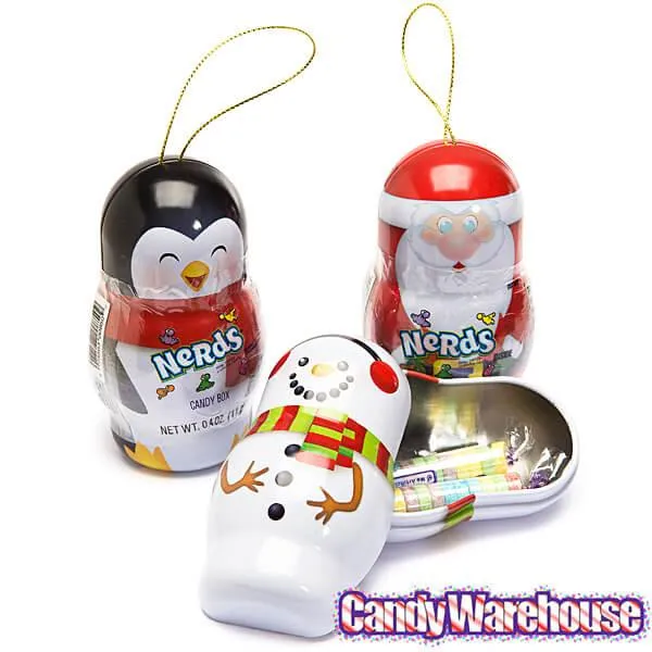 Bee International Candy Tin Christmas Ornaments - Santa, Snowman and Penguin: 12-Piece Box - Image 4
