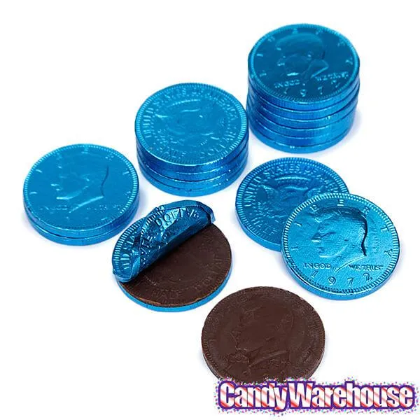 Caribbean Blue Foiled Milk Chocolate Coins: 1LB Bag - Image 3