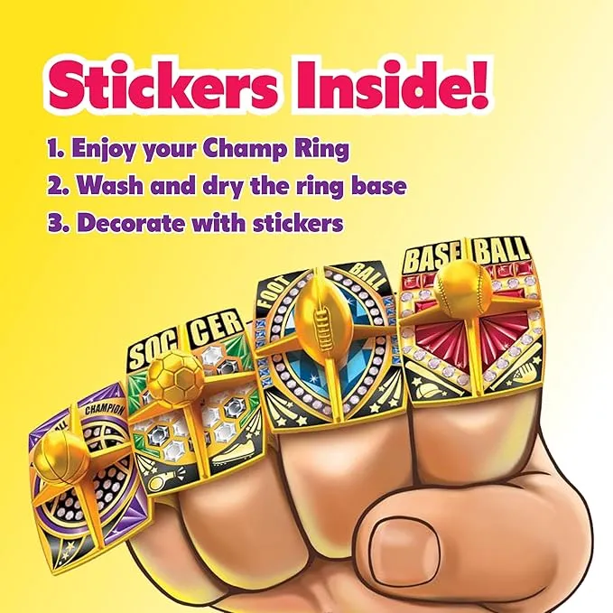 Champ Ring Lollipop with Stickers Candy: 48-Piece Display - Image 2