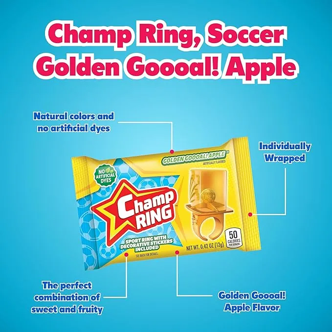 Champ Ring Lollipop with Stickers Candy: 48-Piece Display - Image 3