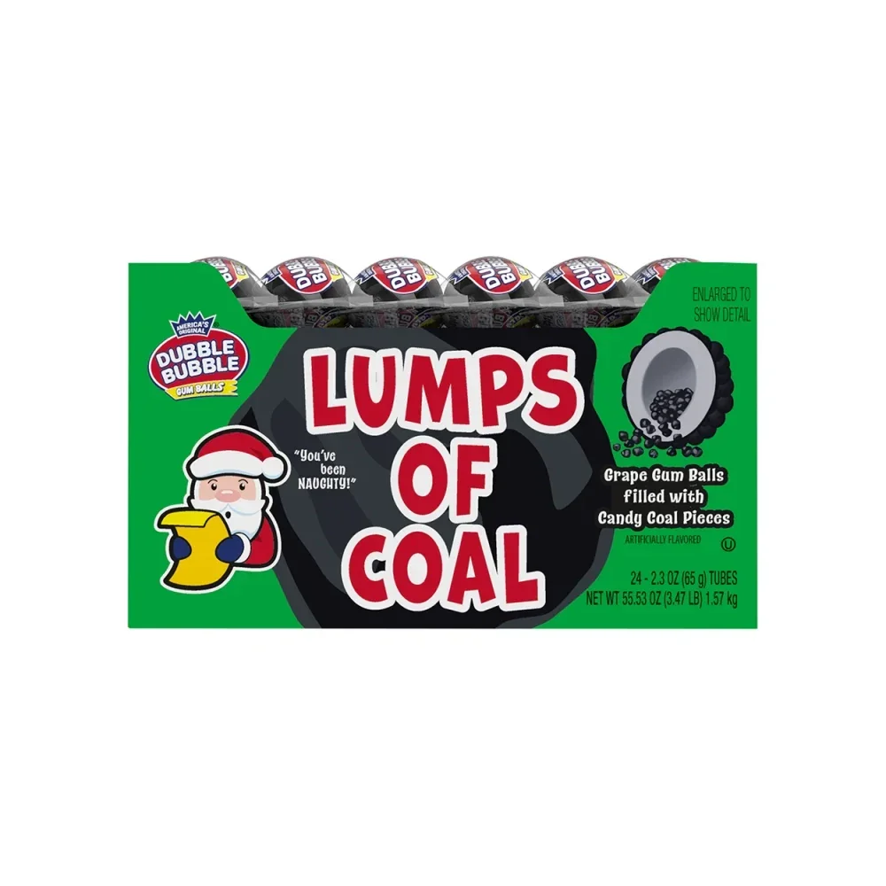 Charms Dubble Bubble Lump of Coal Tube 2.3-Ounce: 24-Piece Case
